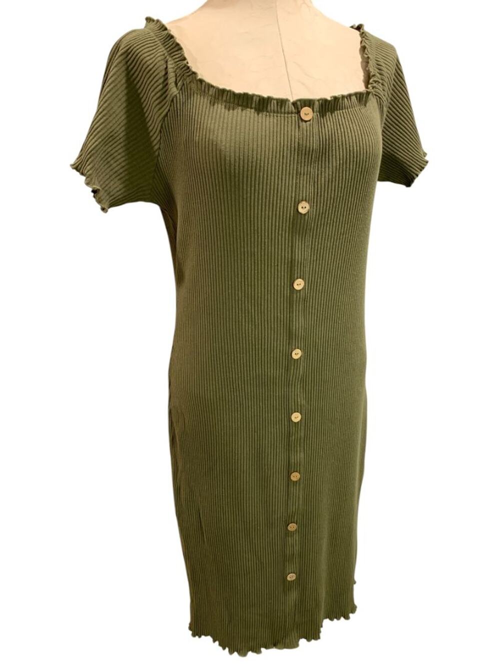 Size 3X Derek Heart Plus‎ Army Green Rib Knit Pullover Dress